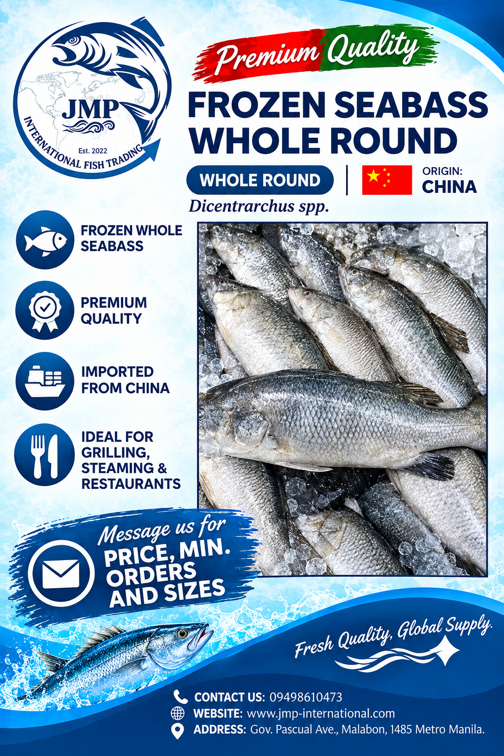 Frozen Seabass Whole Round